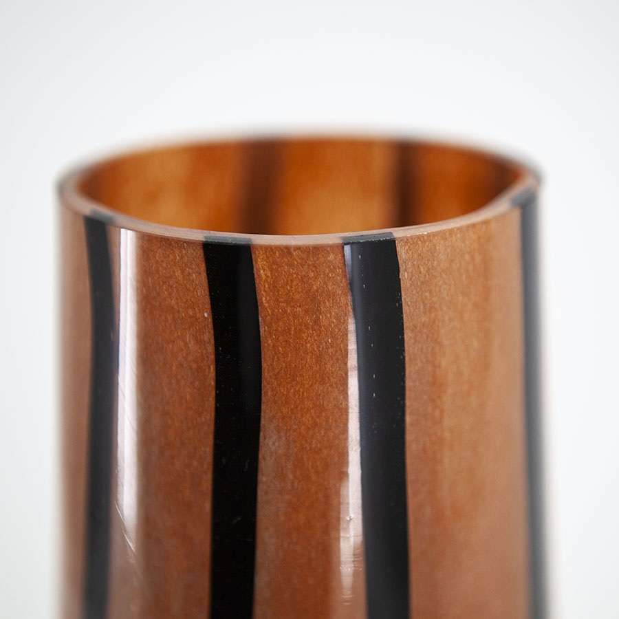 By-Boo Niala Glass Vase in Brown with Black Stripes