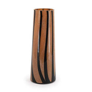 By-Boo Niala Glass Vase in Brown with Black Stripes