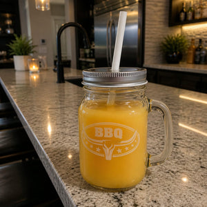 Elegante BBQ Glass With lid&straw