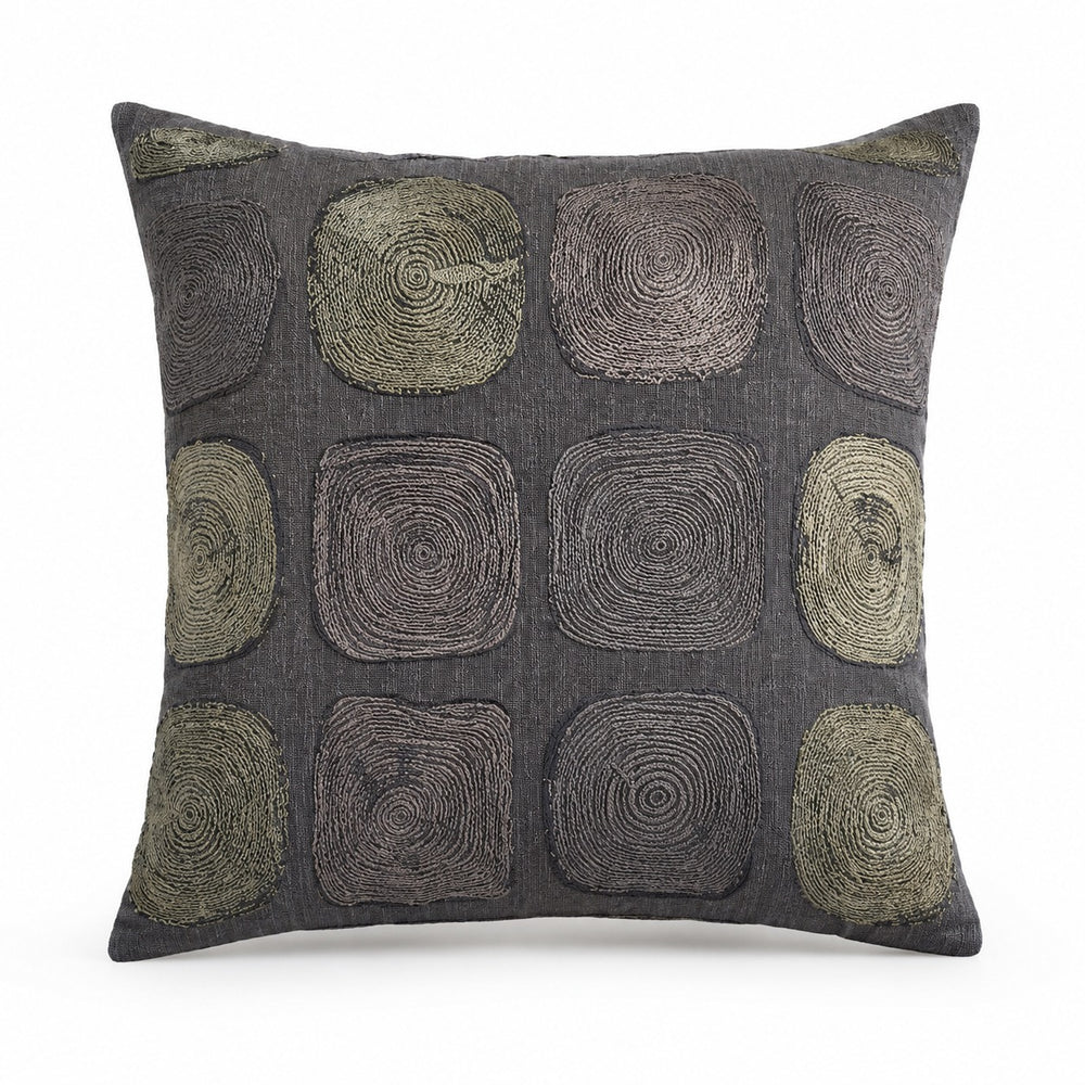 Tiseco Home Studio Cushion with Charcoal Grey & Green Abstract Circles