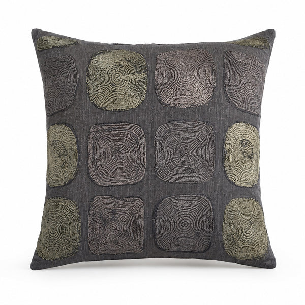Tiseco Home Studio Cushion with Charcoal Grey & Green Abstract Circles