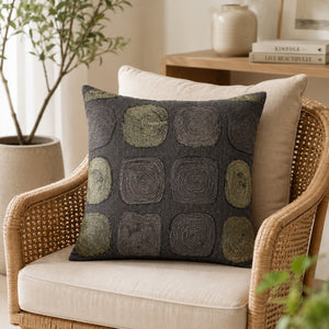 Tiseco Home Studio Cushion with Charcoal Grey & Green Abstract Circles
