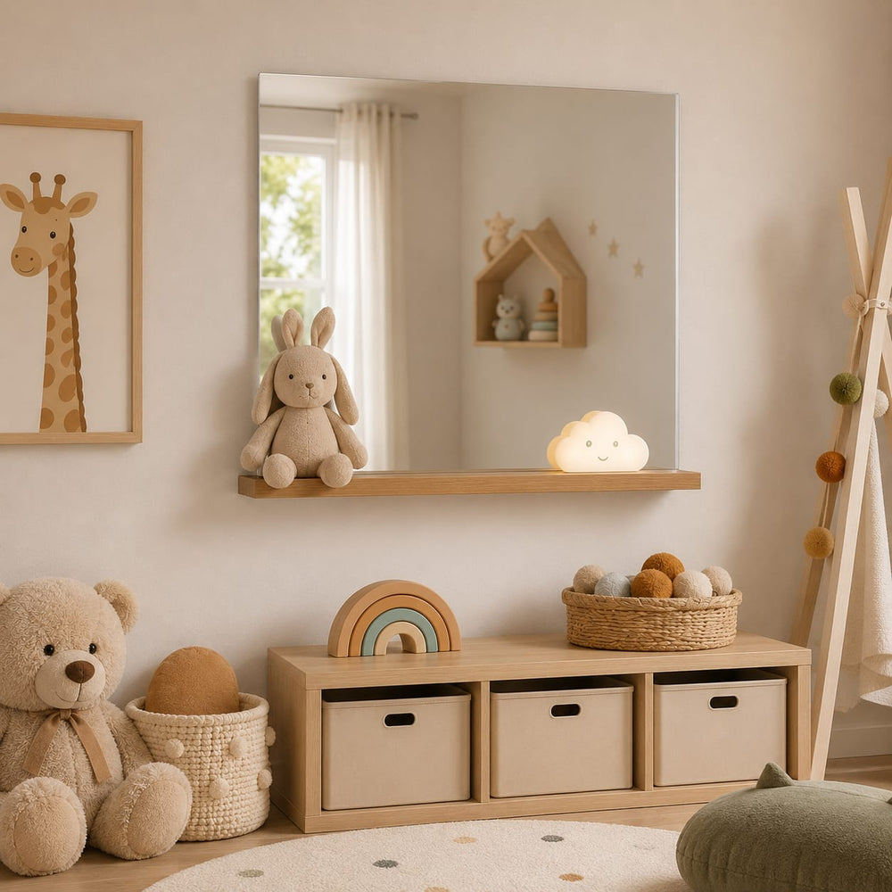Modern Wall Mirror with Floating Shelf