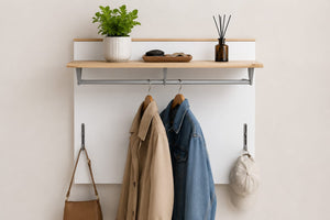 Wall-Mounted Coat Rack with Shelf and Hanging Rail 100 cm