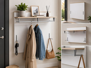 Wall-Mounted Coat Rack with Shelf and Hanging Rail 100 cm