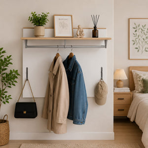Wall-Mounted Coat Rack with Shelf and Hanging Rail 100 cm