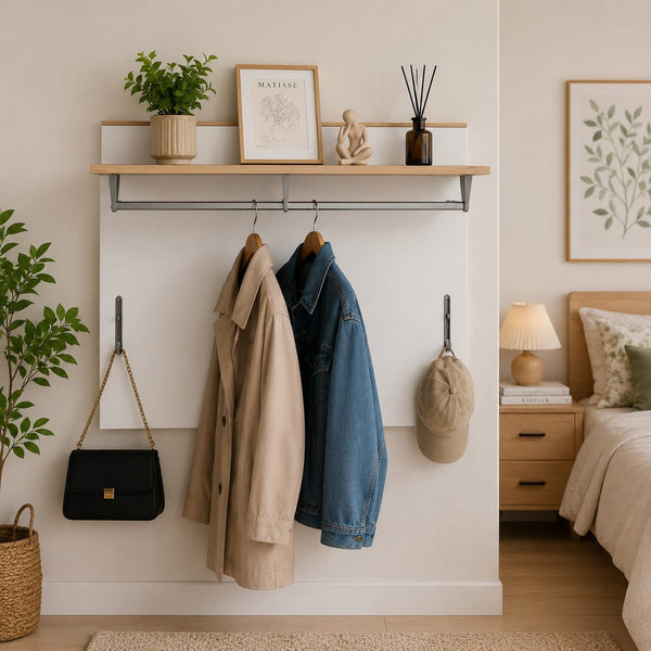 Wall-Mounted Coat Rack with Shelf and Hanging Rail 100 cm