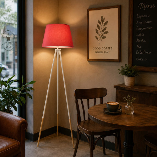 Modern Tripod Floor Lamp with Fabric Lampshade