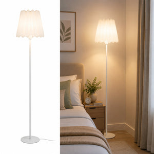 Micasa Modern White Floor Lamp with Pleated Shade