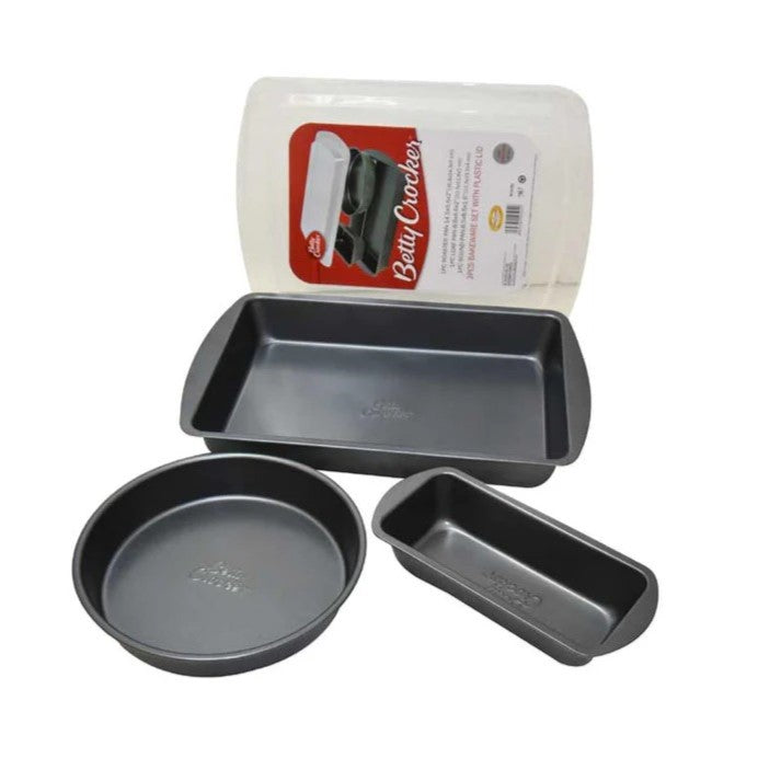 Betty Crocker Non-Stick Baking Pan Set Of 3 Pieces Grey