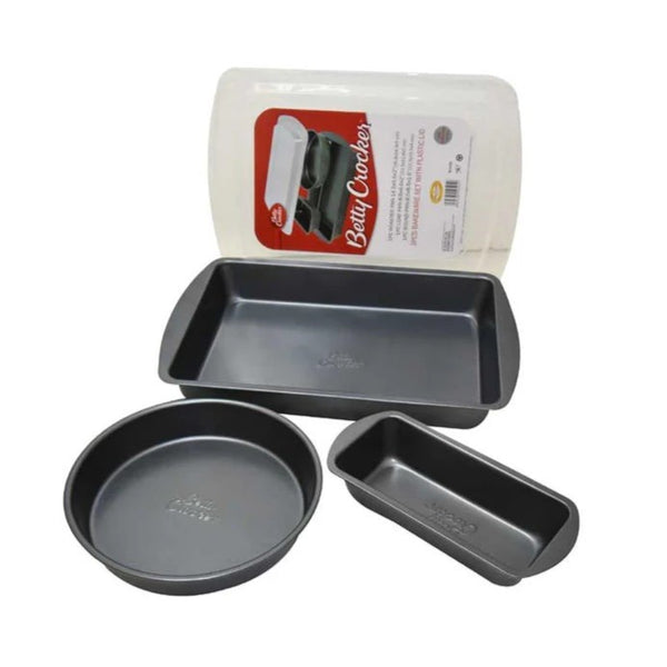 Betty Crocker Non-Stick Baking Pan Set Of 3 Pieces Grey