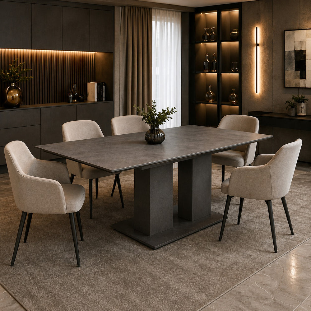 Reality Raw Steel Modern Extendable Dining Table