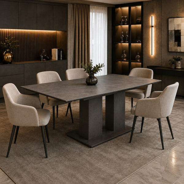 Reality Raw Steel Modern Extendable Dining Table