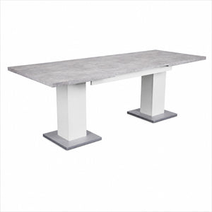 Hamburg Concrete-Look White Dining Table with Metal Base
