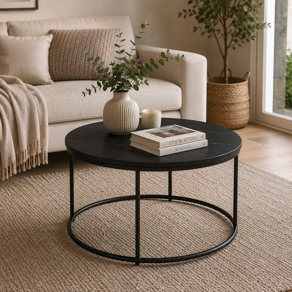 Round Marble Coffee Table by Stella (Balck or White)