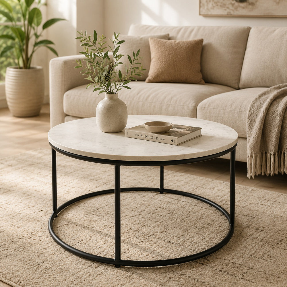 Round Marble Coffee Table by Stella (Balck or White)