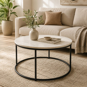 Round Marble Coffee Table by Stella (Balck or White)
