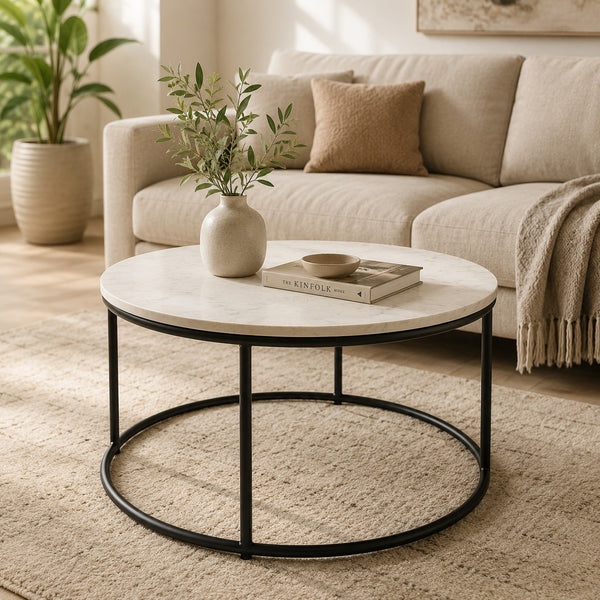 Round Marble Coffee Table by Stella (Balck or White)