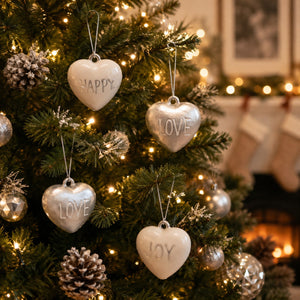 Migros Set of 4 Heart Christmas Hanging Ornaments