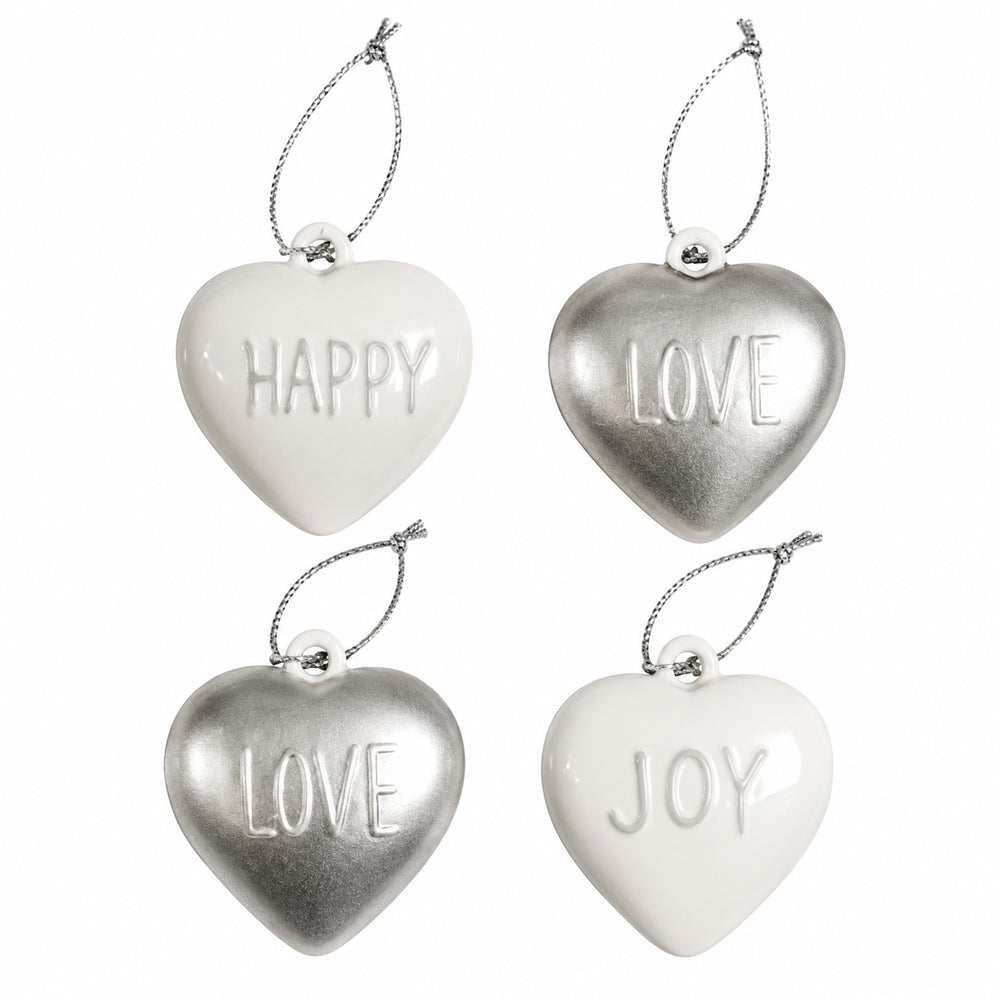 Migros Set of 4 Heart Christmas Hanging Ornaments