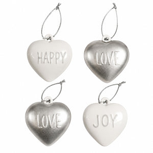 Migros Set of 4 Heart Christmas Hanging Ornaments