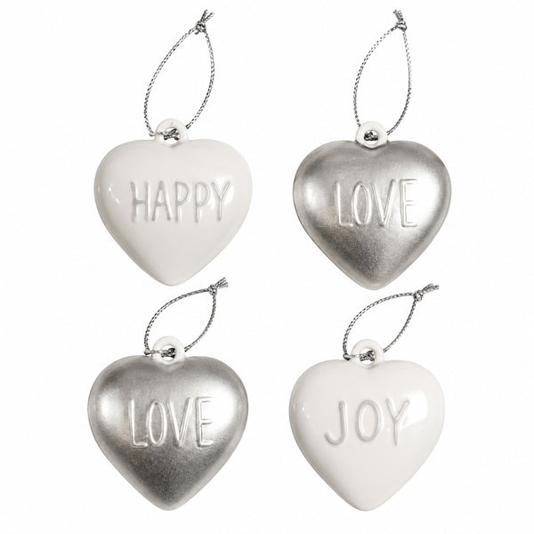 Migros Set of 4 Heart Christmas Hanging Ornaments