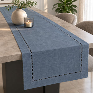 Migros Blue Table Runner with Silver Detailing