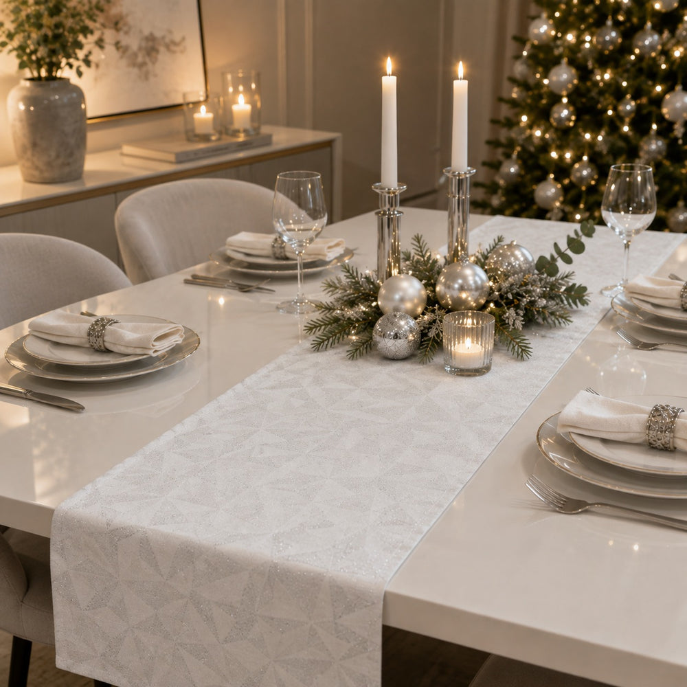 Migros White & Silver Table Runner