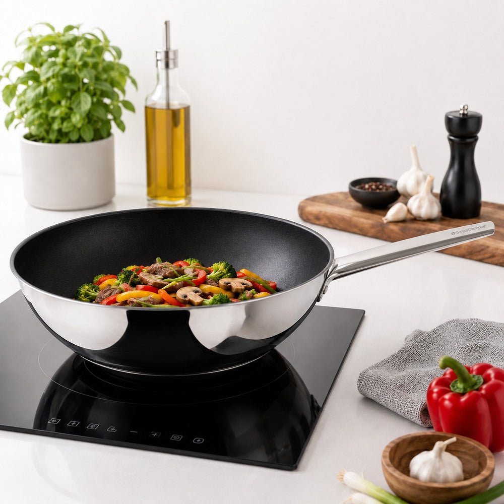 Swiss Diamond Stainless Steel Wok Pan – 28 cm