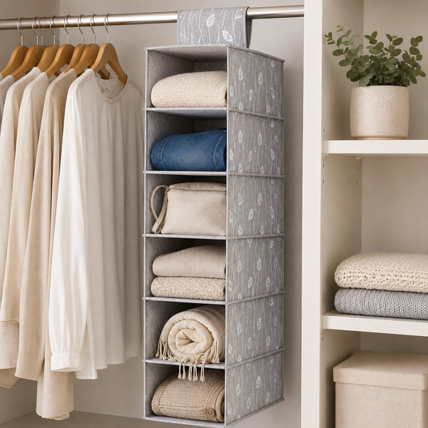 Voila Space Saver 6-Compartment Hanging Wardrobe Organizer