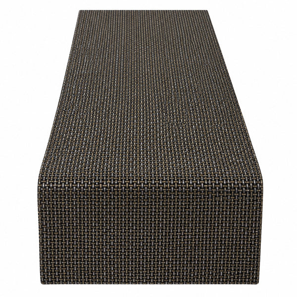 Woven Black & Bronze Table Runner – 145 × 50 cm