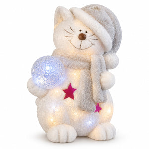 Noël Indoor LED Cat Christmas Decoration – Colour-Changing Light – 24 cm