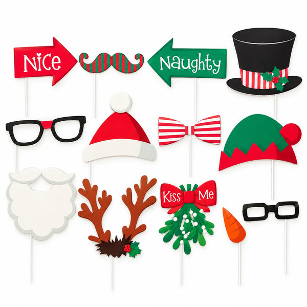 Noël Christmas Photo Booth Party Props – Set of 13 Pieces
