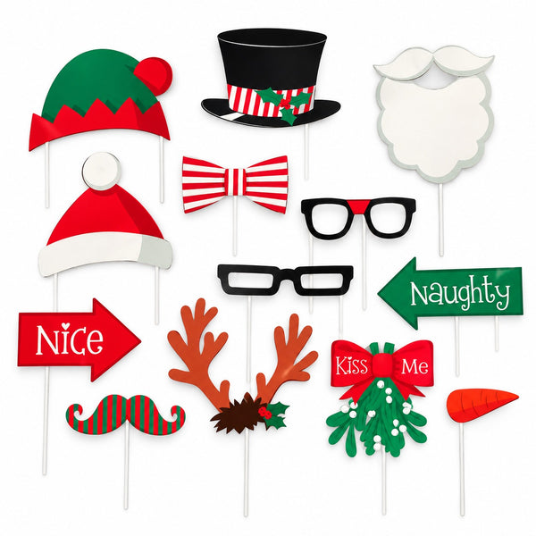 Noël Christmas Photo Booth Party Props – Set of 13 Pieces