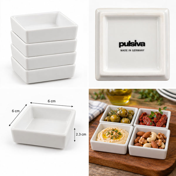 PULSIVA Square Serving Dishes – Set of 4 – White