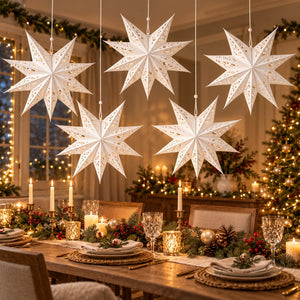 Noël Alpine Lodge White 3D Paper Christmas Star – 60 cm