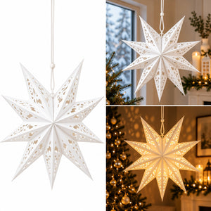 Noël Alpine Lodge White 3D Paper Christmas Star – 60 cm