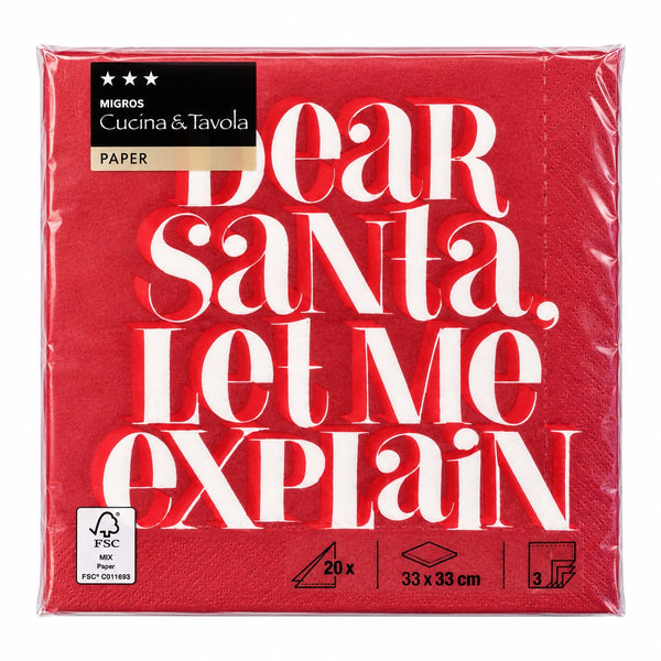 Cucina & Tavola “Dear Santa, Let Me Explain” Christmas Napkins – 20 Pack