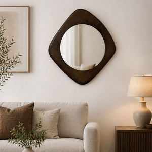 By-Boo Moku Small Wall Mirror – Brown Wood & Glass