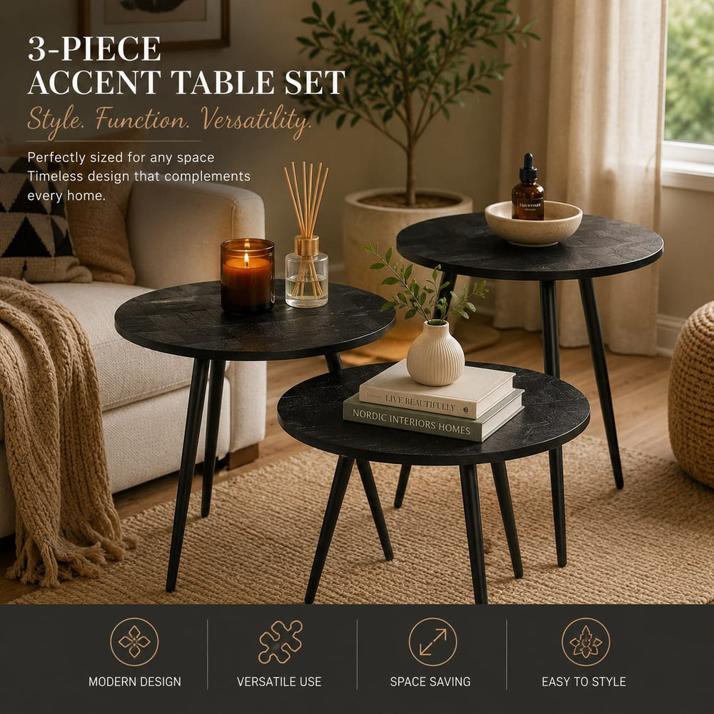 Delano Modern and rustic Coffee Table set of 3