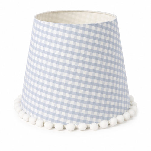 Micasa Gingham Fabric Lampshade with Pom-Pom Trim