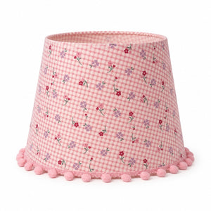 Micasa Gingham Fabric Lampshade with Pom-Pom Trim