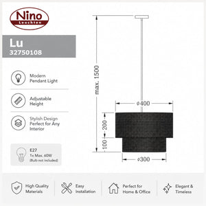 Nino Germany Vintage Rattan Vienna-Pendant Lamp