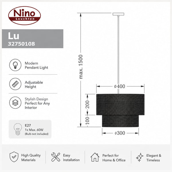 Nino Germany Vintage Rattan Vienna-Pendant Lamp