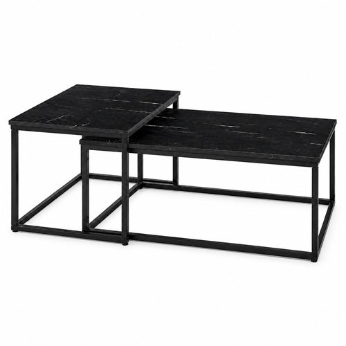 KENO Side Table Set of 2 Marble by Stella Trading