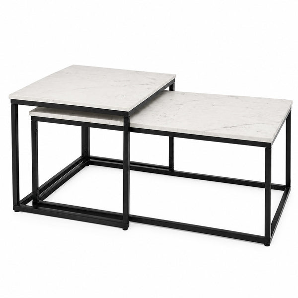 KENO Side Table Set of 2 Marble by Stella Trading