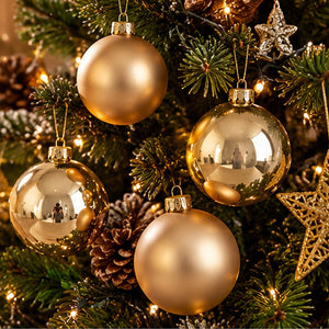 Noël Champagne Gold Christmas Baubles – Set of 9