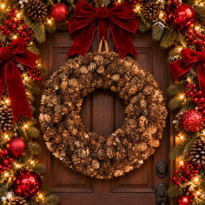 Wooden Pinecones Christmas Wreath