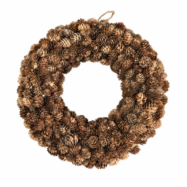 Wooden Pinecones Christmas Wreath