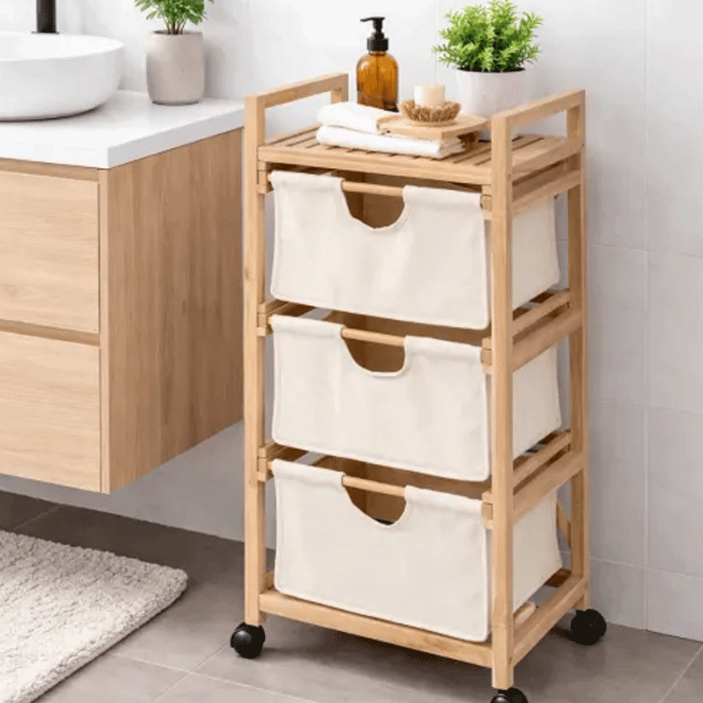 WENKO Acina FSC Acacia Wood Bathroom Shelf – 3-Tier Sustainable Storage Rack